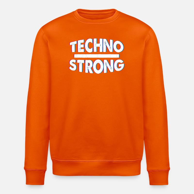 Techno Strong Neon Glitch - Stanley/Stella ROLLER Unisex Organic Sweatshirt - bright orange