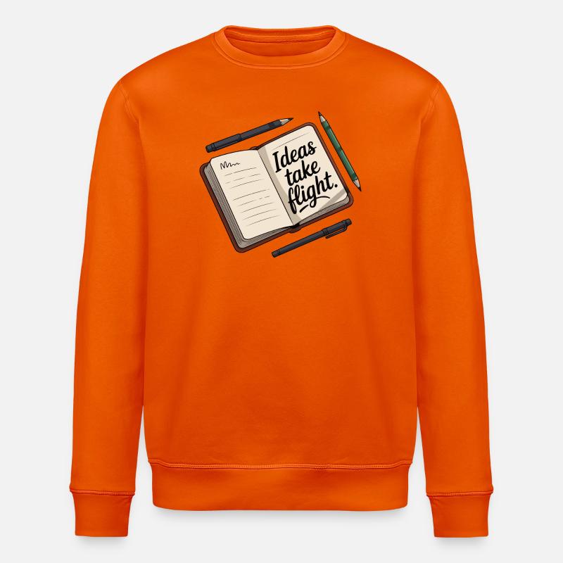 Ideas Take Flight Notebook Art - Stanley/Stella ROLLER Unisex Organic Sweatshirt - bright orange