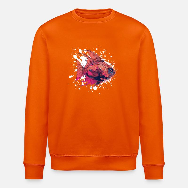 Fish Blobs - Stanley/Stella ROLLER Unisex Organic Sweatshirt - bright orange