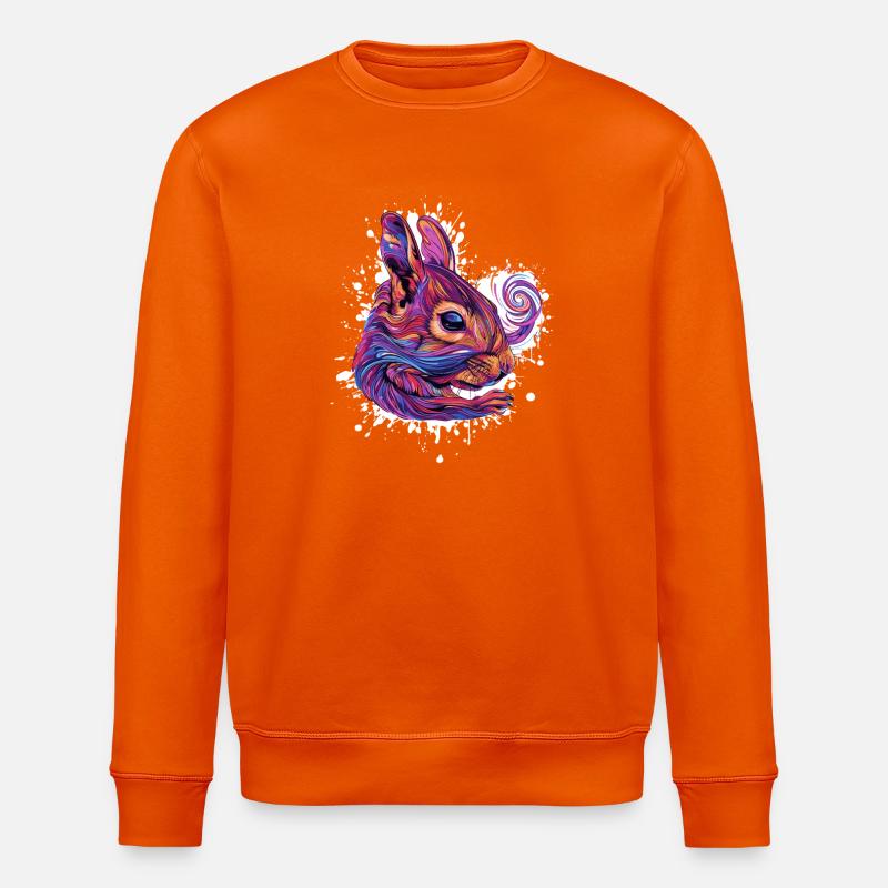Psychedelic Squirrel Head - Stanley/Stella ROLLER Unisex Organic Sweatshirt - bright orange