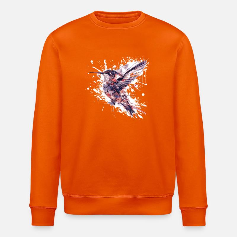 Aquarelle Colibri Éclaboussure - Sweat bio ROLLER Stanley/Stella Unisexe - orange profond