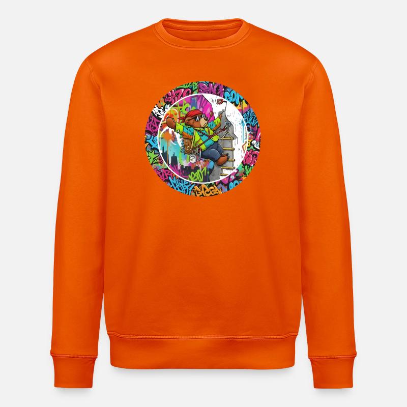 Graffiti Bär am Kletterturm - Stanley/Stella Unisex Bio-Sweatshirt ROLLER - Tieforange