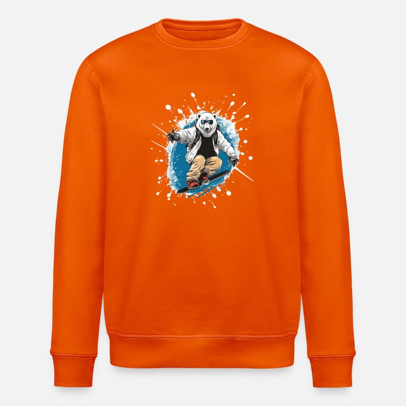 Polar Bear Snowboard Polar Bear - Stanley/Stella ROLLER Unisex Organic Sweatshirt - bright orange