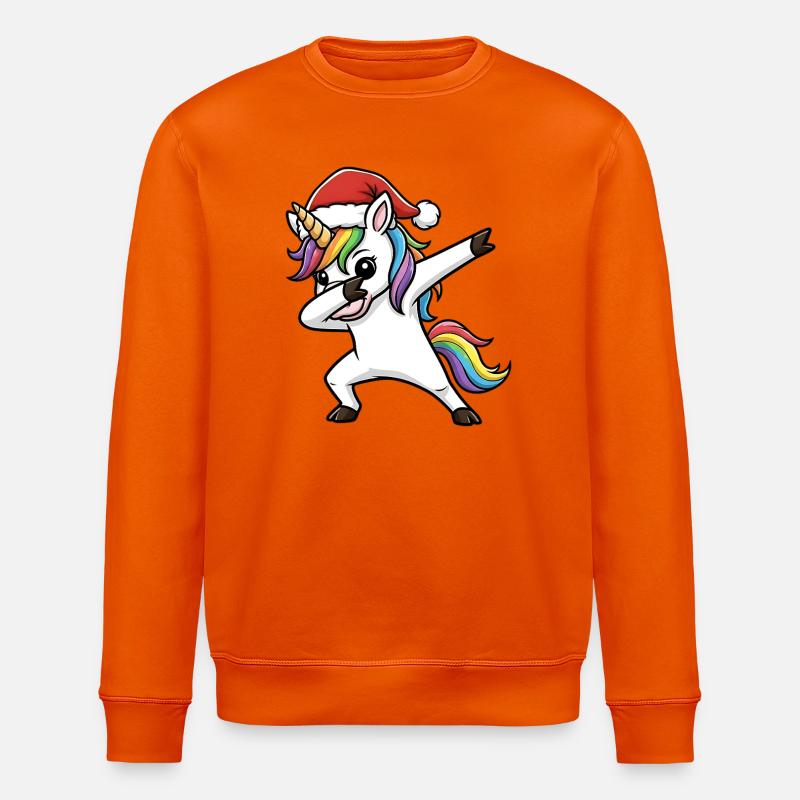 Weihnachts Einhorn Dab - Stanley/Stella Unisex Bio-Sweatshirt ROLLER - Tieforange