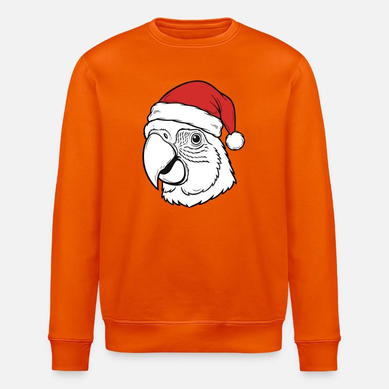 Parrot Christmas Santa Hat Design - Stanley/Stella ROLLER Unisex Organic Sweatshirt - bright orange