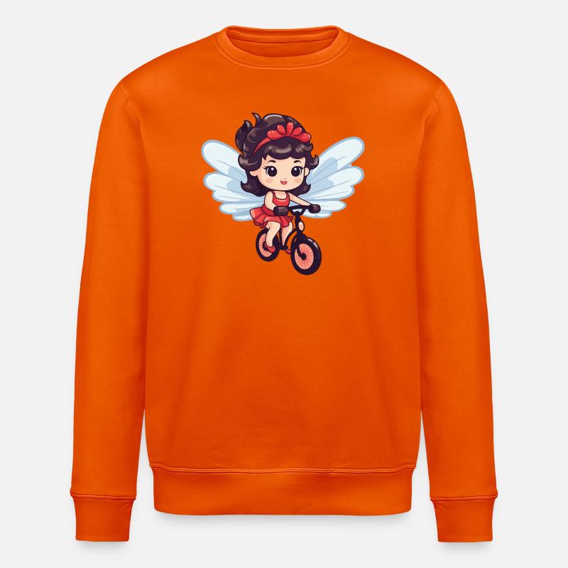 Fairy Cute Bicycle Comic - Stanley/Stella ROLLER Unisex Organic Sweatshirt - bright orange