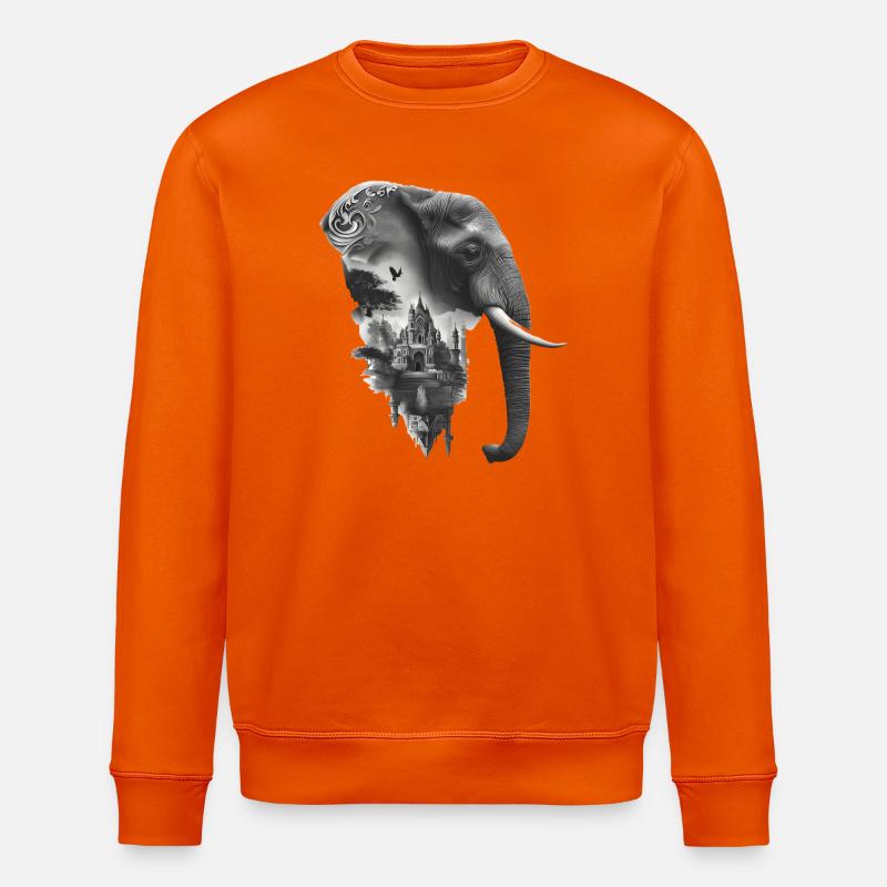 Éléphant et temple en collage - Sweat bio ROLLER Stanley/Stella Unisexe - orange profond