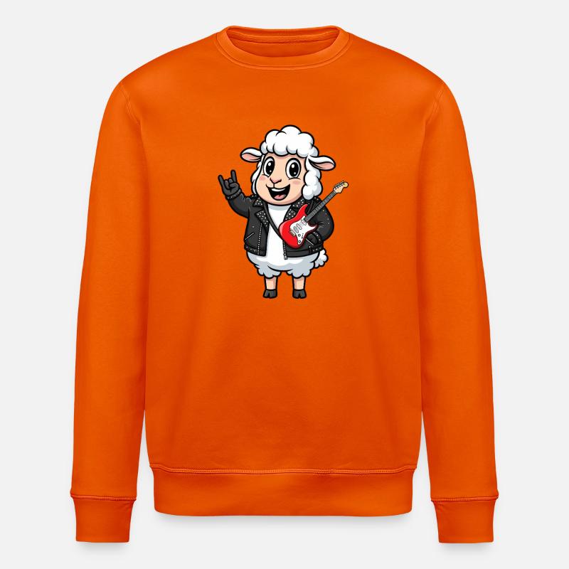 Rocker Sheep mit E-Gitarre - Stanley/Stella Unisex Bio-Sweatshirt ROLLER - Tieforange