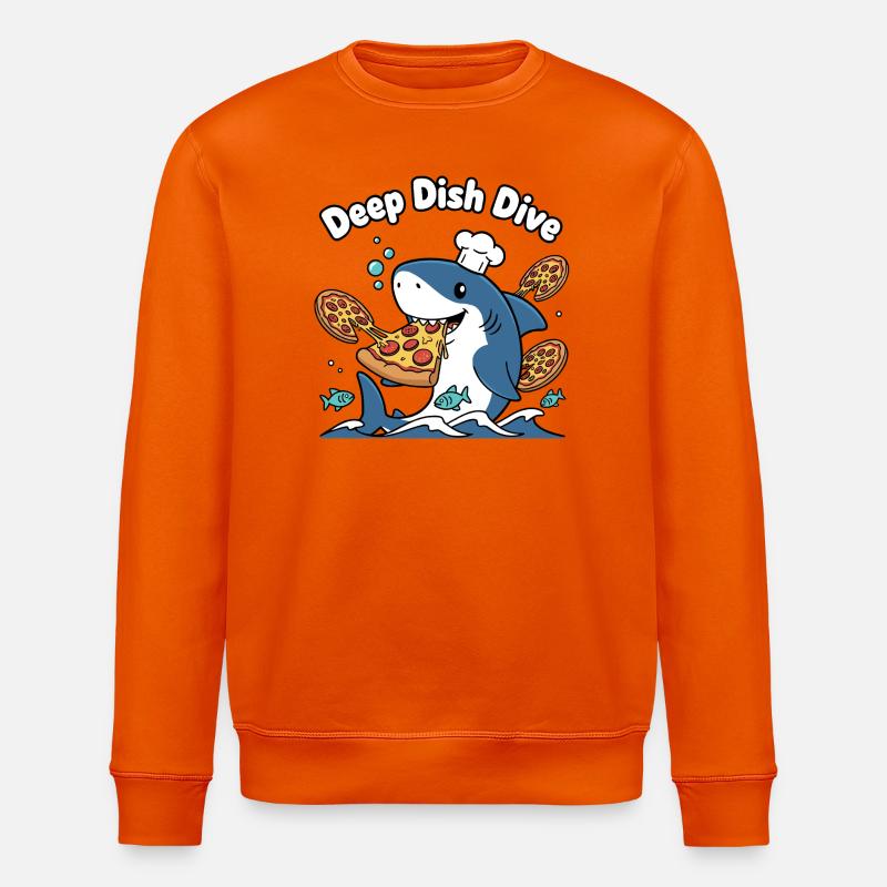 Deep Dish Dive Shark Chef - Stanley/Stella ROLLER Unisex Organic Sweatshirt - bright orange