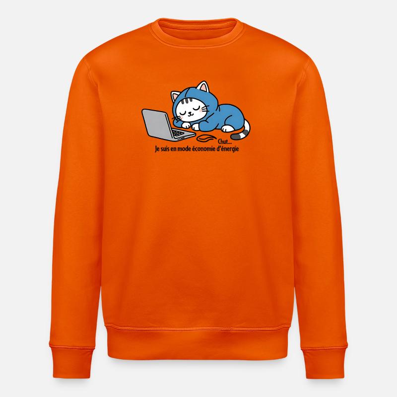 Katze im blauen Kapuzenpullover auf Laptop - Stanley/Stella Unisex Bio-Sweatshirt ROLLER - Tieforange
