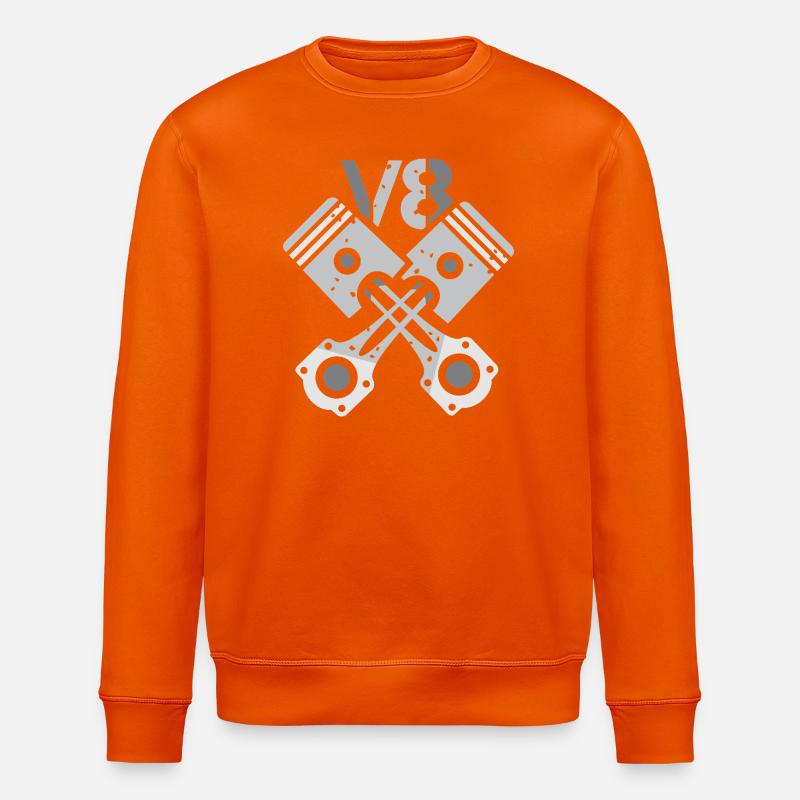 V8 Engine Piston – Mechanic Power Design - Stanley/Stella ROLLER Unisex Organic Sweatshirt - bright orange