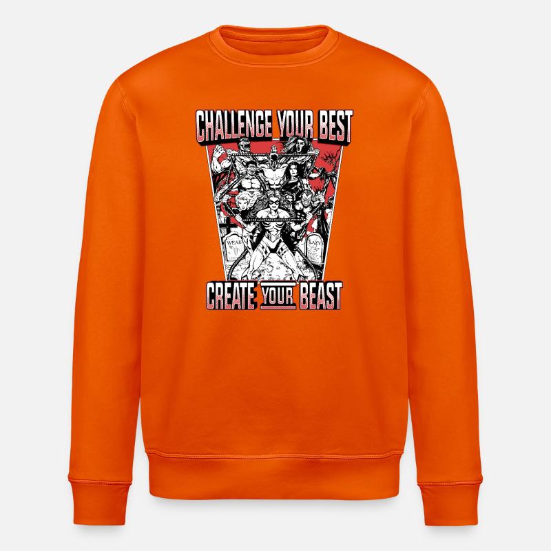 CYB - Backprint - Black/White/Red - Challenge - Stanley/Stella ROLLER Unisex Organic Sweatshirt - bright orange