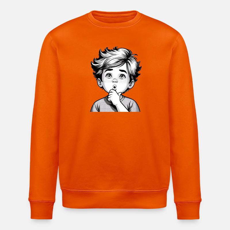 Garçon surpris et réfléchi | Garçon réfléchi - Sweat bio ROLLER Stanley/Stella Unisexe - orange profond