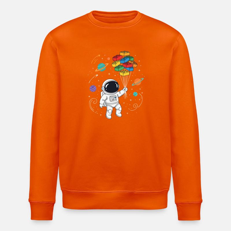 Astronaut Bausteine Space Brick Builder - Stanley/Stella Unisex Bio-Sweatshirt ROLLER - Tieforange