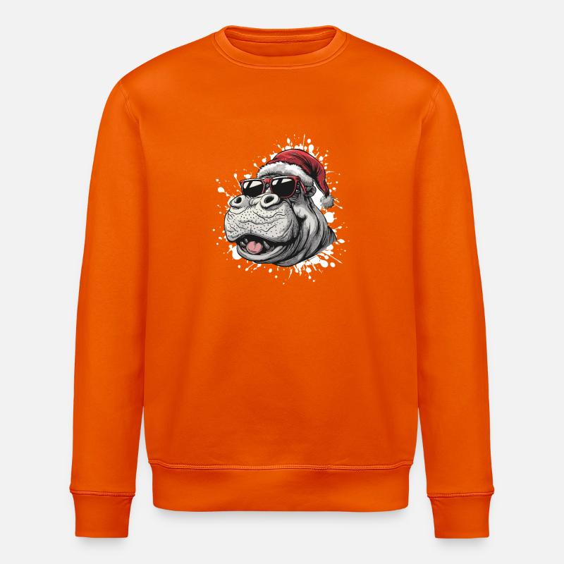 Hippopotame Noël Drôle - Sweat bio ROLLER Stanley/Stella Unisexe - orange profond
