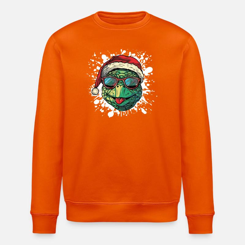 Turtle Christmas Funny - Stanley/Stella ROLLER Unisex Organic Sweatshirt - bright orange