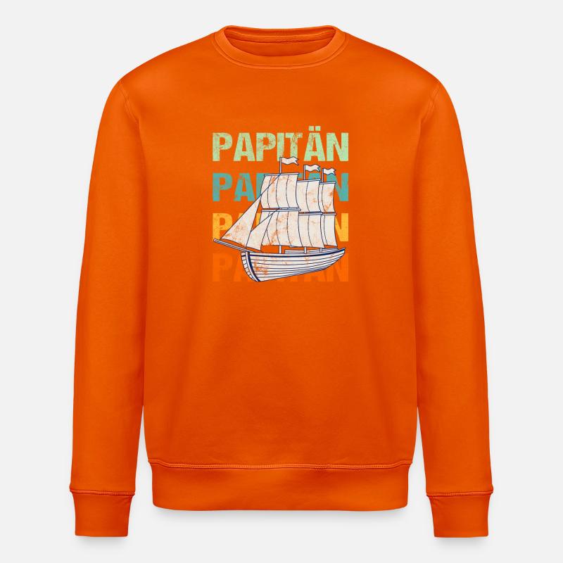 PAPITÄN Segelschiff  / Vater, Papi - Stanley/Stella Unisex Bio-Sweatshirt ROLLER - Tieforange