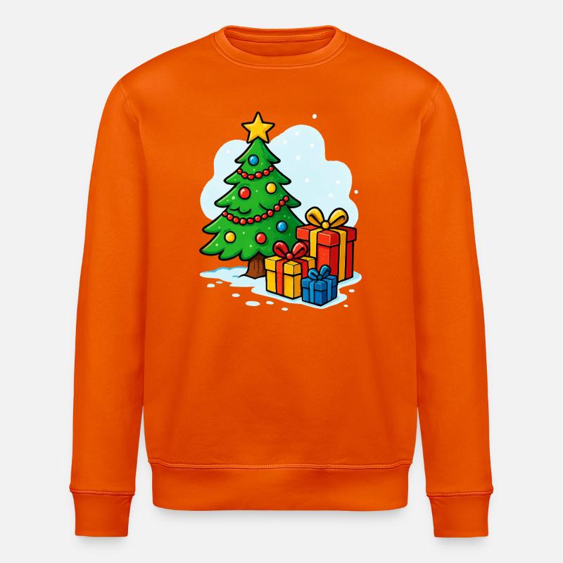 Weihnachtsbaum Cartoon Geschenke - Stanley/Stella Unisex Bio-Sweatshirt ROLLER - Tieforange