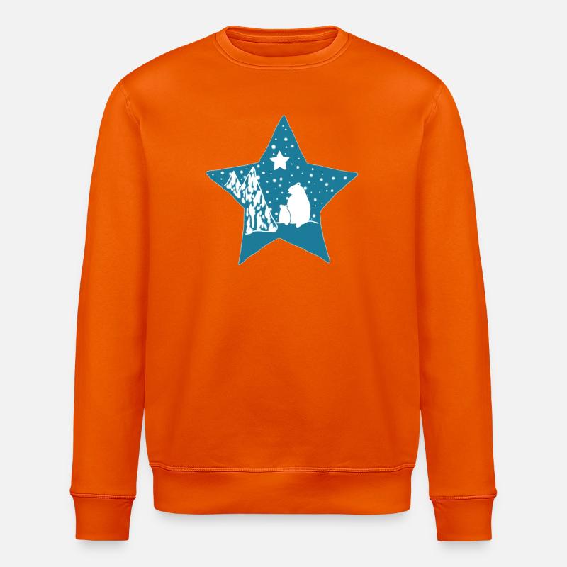 Eisbaer_im_Stern - Stanley/Stella Unisex Bio-Sweatshirt ROLLER - Tieforange