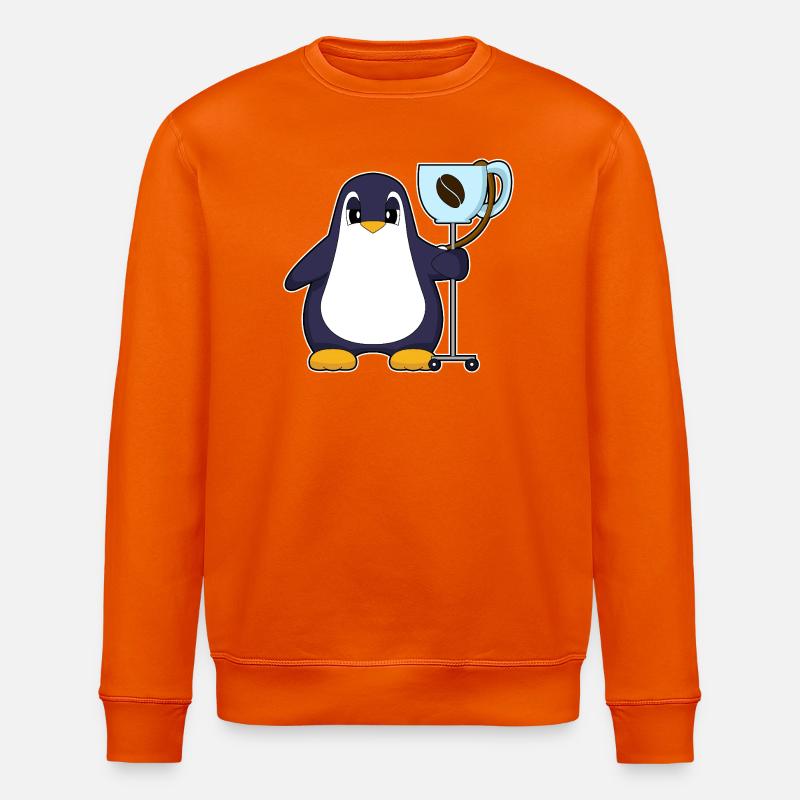 Penguin Coffee Mug - Stanley/Stella ROLLER Unisex Organic Sweatshirt - bright orange