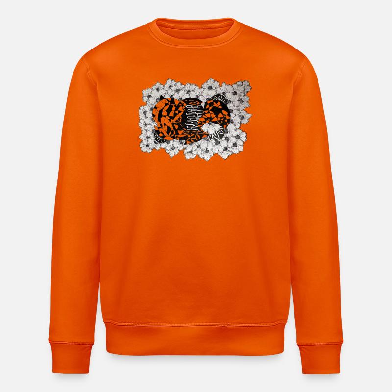 Schwarze Blütenlinien Muster - Stanley/Stella Unisex Bio-Sweatshirt ROLLER - Tieforange