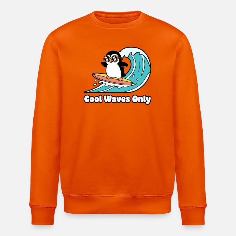 Penguin Surfer Wave Magic - Stanley/Stella ROLLER Unisex Organic Sweatshirt - bright orange