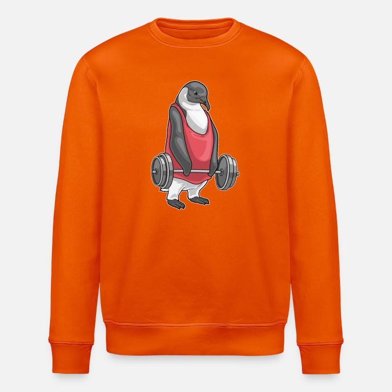 Penguin Bodybuilder Barbell Bodybuilding - Stanley/Stella ROLLER Unisex Organic Sweatshirt - bright orange