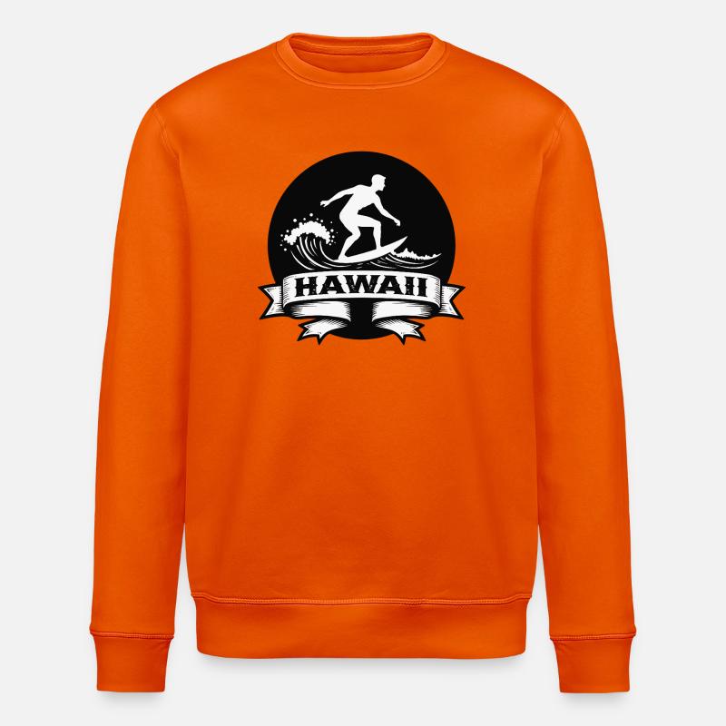Surfer Hawaii Wave Banner - Stanley/Stella ROLLER Unisex Organic Sweatshirt - bright orange