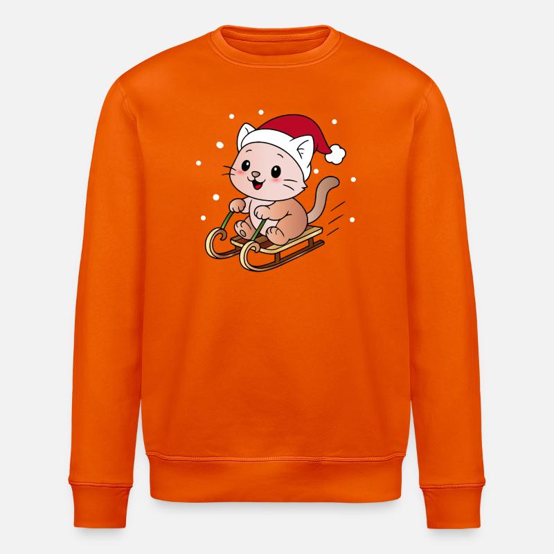 Ugly Christmas Katze auf dem Schlitten - Stanley/Stella Unisex Bio-Sweatshirt ROLLER - Tieforange