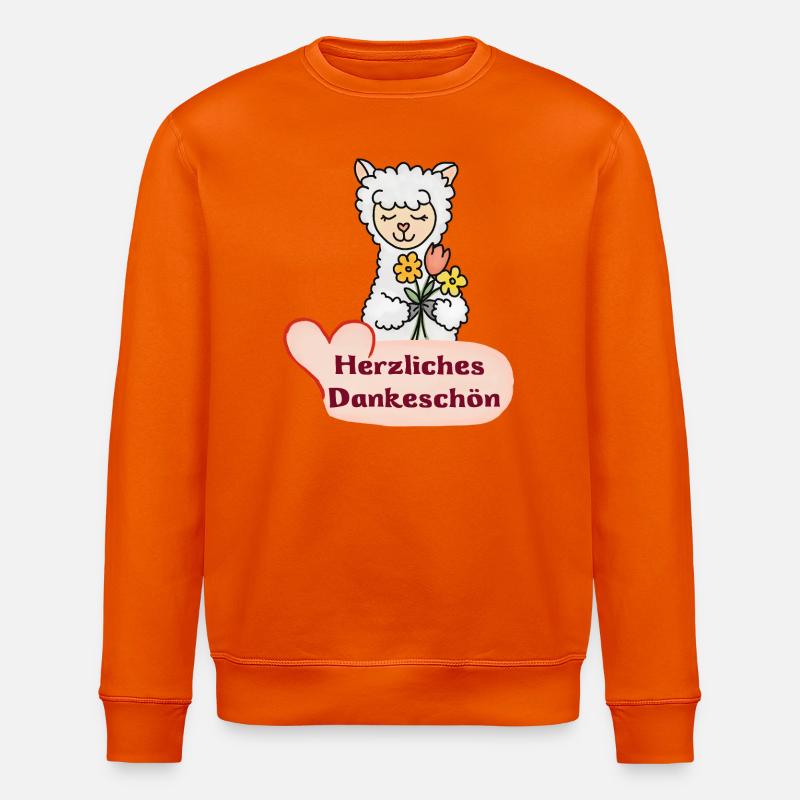 Alpaga fleur : Merci beaucoup - Sweat bio ROLLER Stanley/Stella Unisexe - orange profond