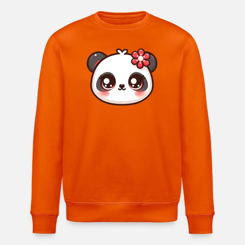Pandablüten-Süßes Gesicht - Stanley/Stella Unisex Bio-Sweatshirt ROLLER - Tieforange