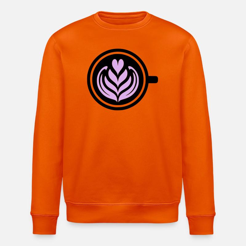 Kaffee-Liebe: Latte art Herz Vektor - Stanley/Stella Unisex Bio-Sweatshirt ROLLER - Tieforange