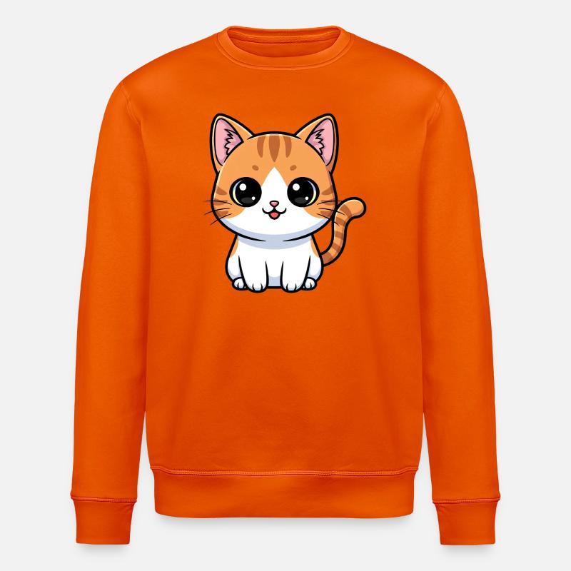 Orangefarbene getigerte Kawaii-Katze - Stanley/Stella Unisex Bio-Sweatshirt ROLLER - Tieforange