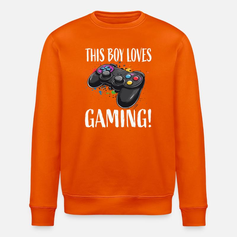 Junge liebt Gaming Controller - Stanley/Stella Unisex Bio-Sweatshirt ROLLER - Tieforange