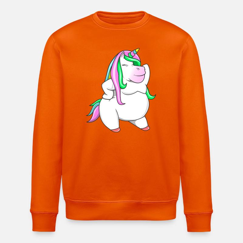 Fettbolzen-Einhorn-Regenbogen-Pummel-Einhorn-Stolz - Stanley/Stella Unisex Bio-Sweatshirt ROLLER - Tieforange