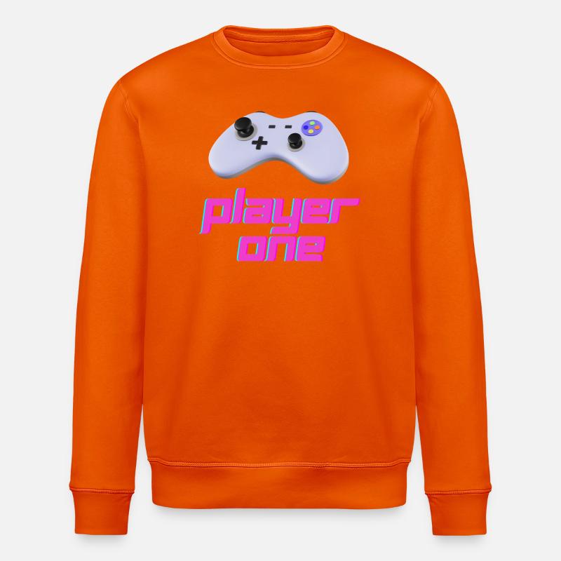 Neon Retro Controller Player One - Stanley/Stella ROLLER Unisex Organic Sweatshirt - bright orange