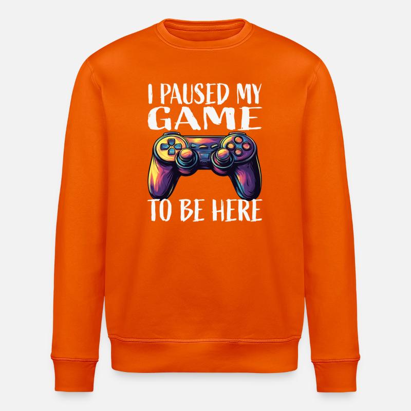 Game Pause Neon Controller - Stanley/Stella ROLLER Unisex Organic Sweatshirt - bright orange