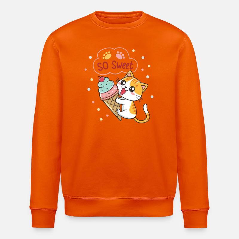Chat gourmand avec glace pastel - Sweat bio ROLLER Stanley/Stella Unisexe - orange profond