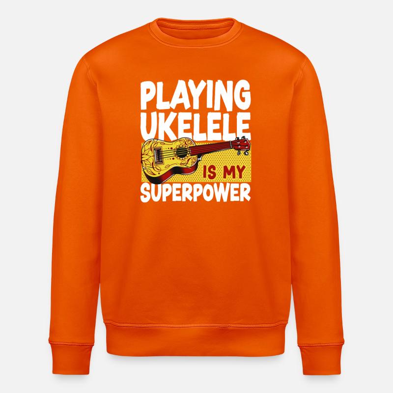 Hawaiian Ukulele Uke Playing - Stanley/Stella ROLLER Unisex Organic Sweatshirt - bright orange