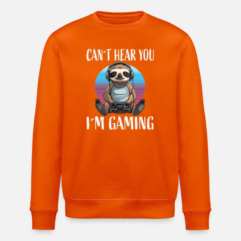 Gamer Sloth im Retro Sunset - Stanley/Stella Unisex Bio-Sweatshirt ROLLER - Tieforange