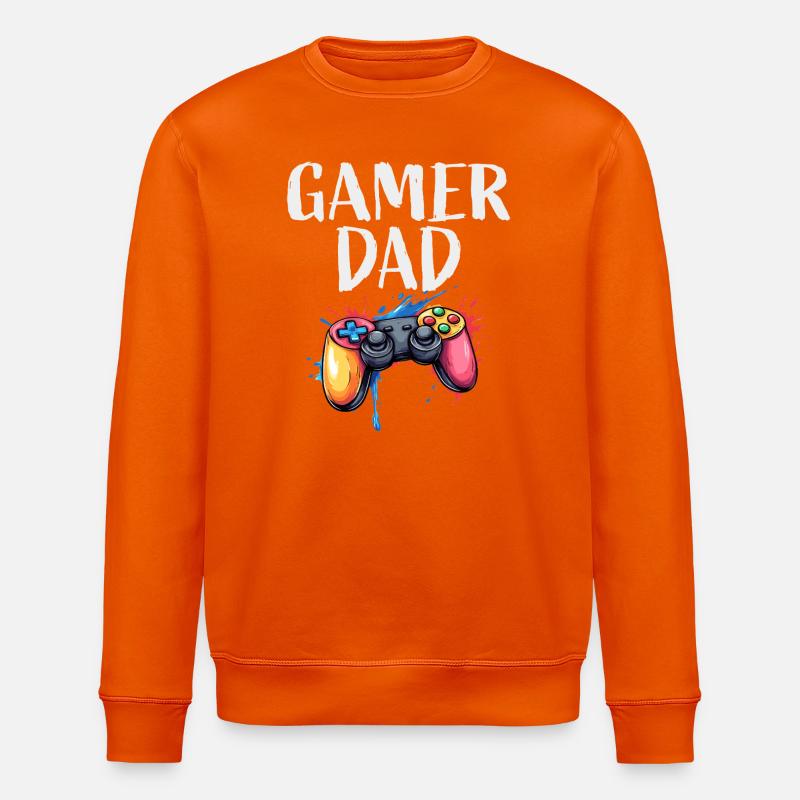 Gamer Dad Controller Splash - Stanley/Stella ROLLER Unisex Organic Sweatshirt - bright orange
