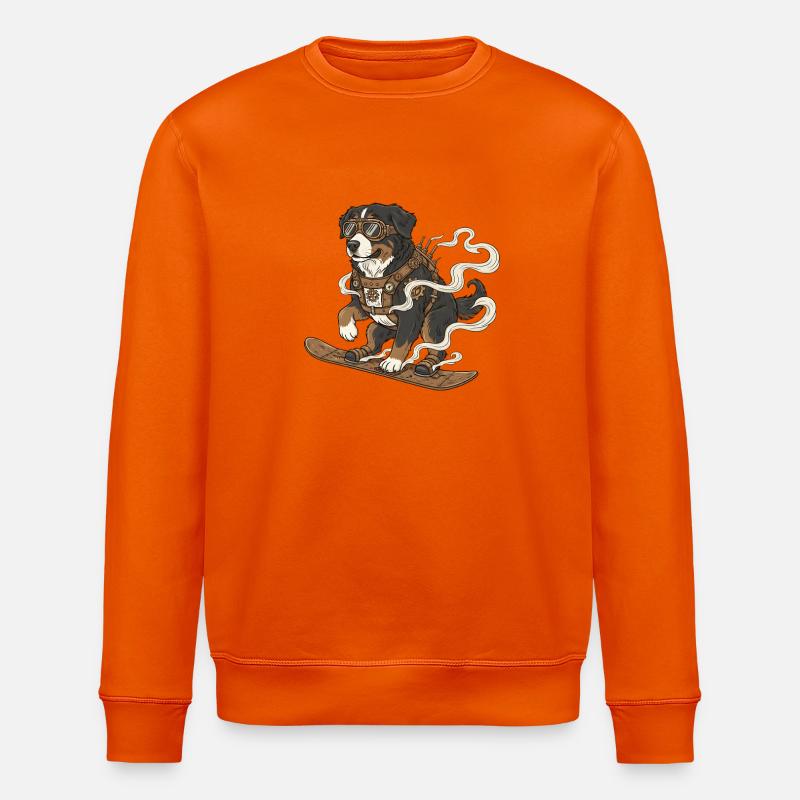Steampunk Bernhardiner Hund Auf Snowboard - Stanley/Stella Unisex Bio-Sweatshirt ROLLER - Tieforange