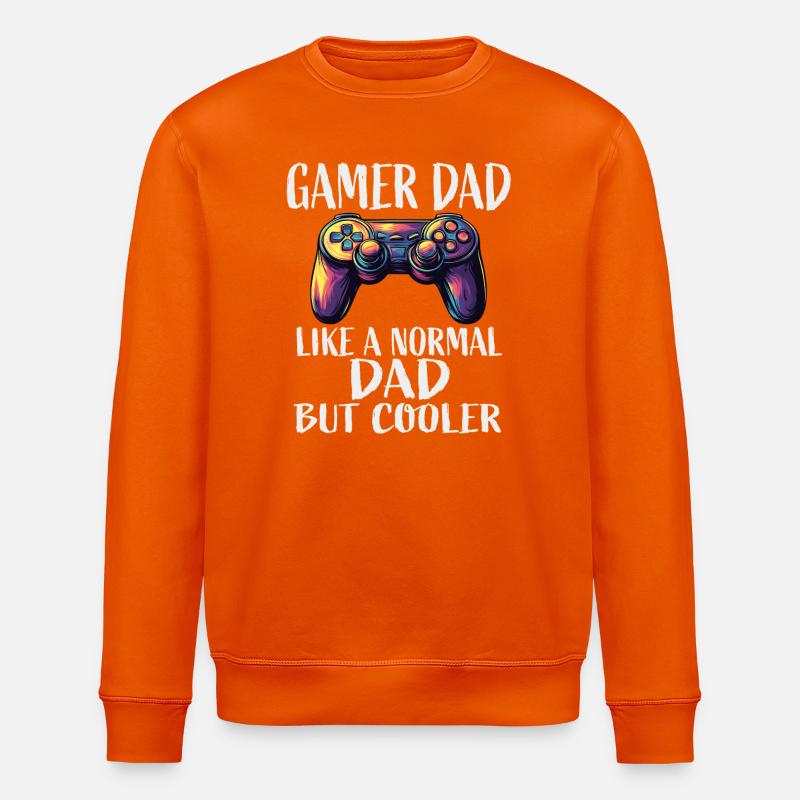 Gamer Dad Cooler Controller Saying - Stanley/Stella ROLLER Unisex Organic Sweatshirt - bright orange
