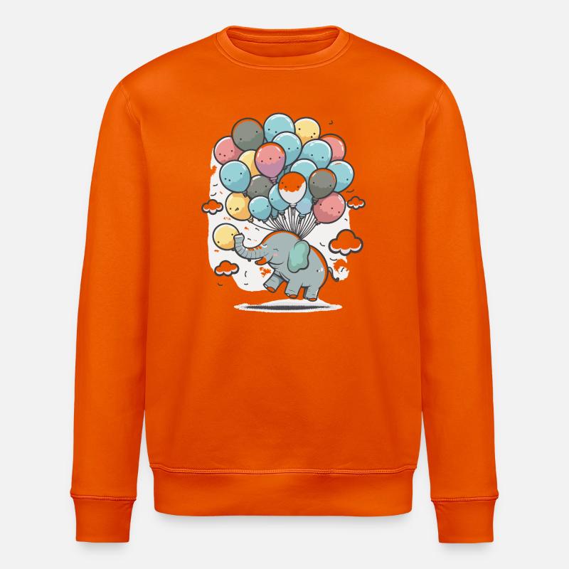 Ballon-Elefant im Wolkenmeer - Stanley/Stella Unisex Bio-Sweatshirt ROLLER - Tieforange