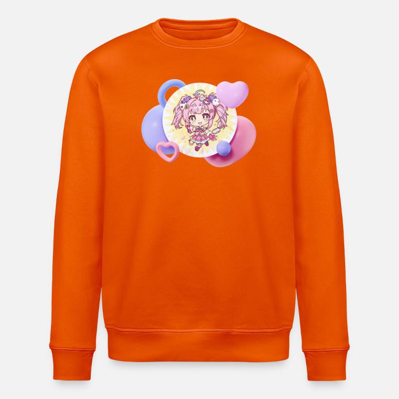 Pastell-Chibi mit Herzchen - Stanley/Stella Unisex Bio-Sweatshirt ROLLER - Tieforange