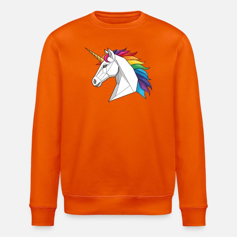 Geometrisches Einhorn mit Regenbogen - Stanley/Stella Unisex Bio-Sweatshirt ROLLER - Tieforange
