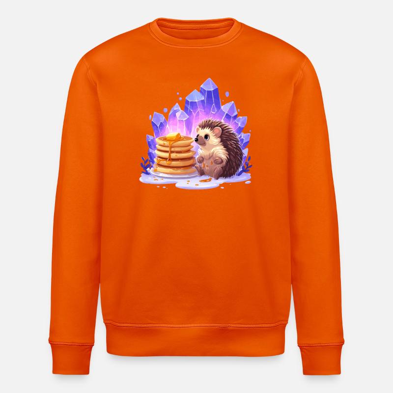 Igel mit Pfannkuchen und Kristallen - Stanley/Stella Unisex Bio-Sweatshirt ROLLER - Tieforange
