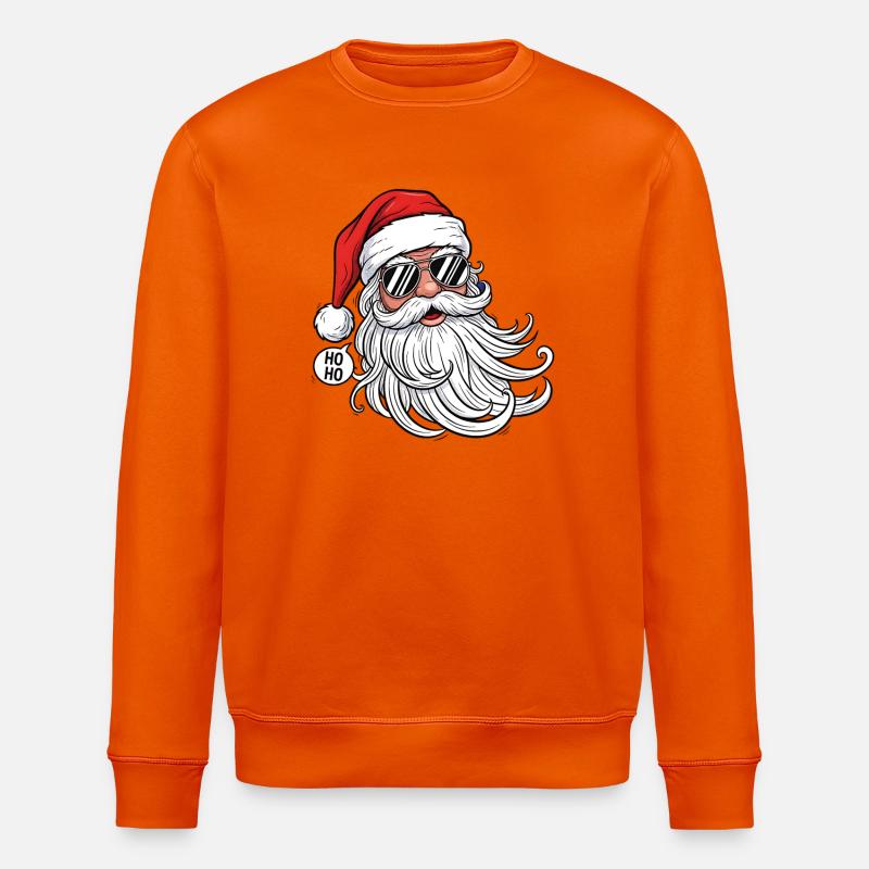 Cool Santa Comic Head with Sunglasses - Stanley/Stella ROLLER Unisex Organic Sweatshirt - bright orange