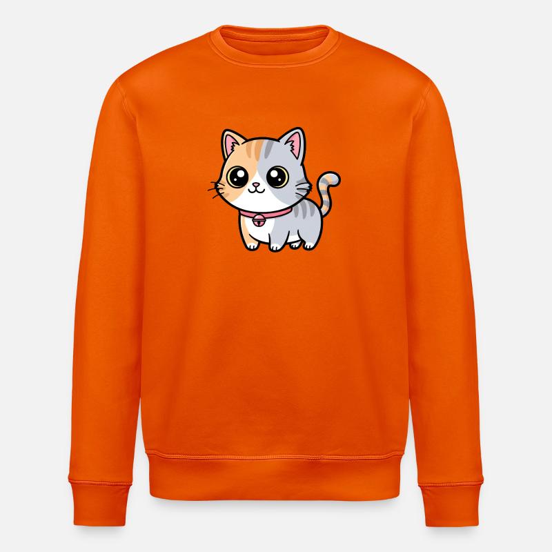 Calico Kitten Collar Charm - Stanley/Stella ROLLER Unisex Organic Sweatshirt - bright orange