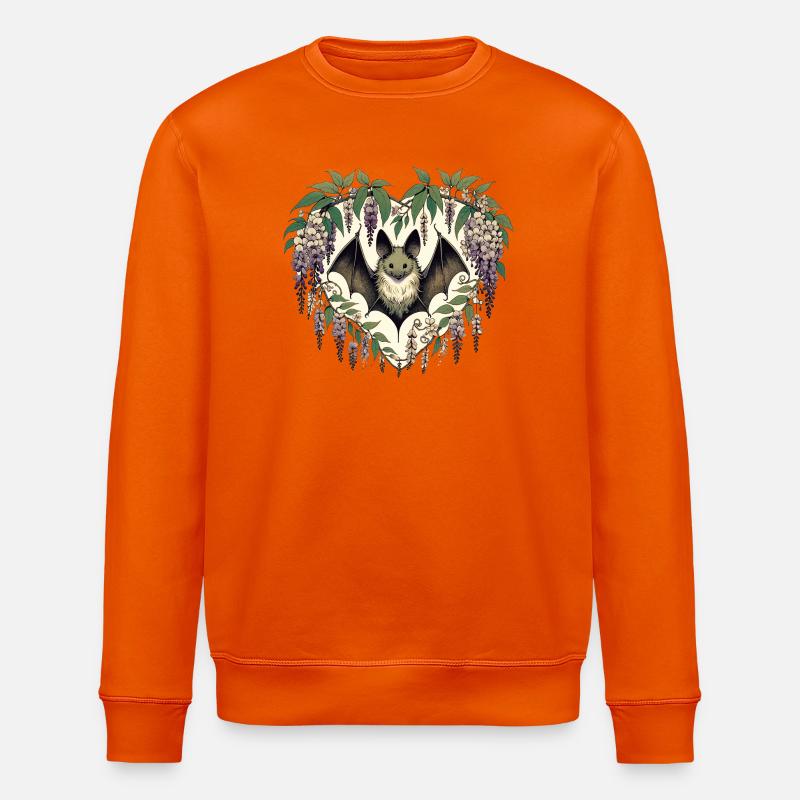 Herzfledermaus in Blaublute - Stanley/Stella Unisex Bio-Sweatshirt ROLLER - Tieforange
